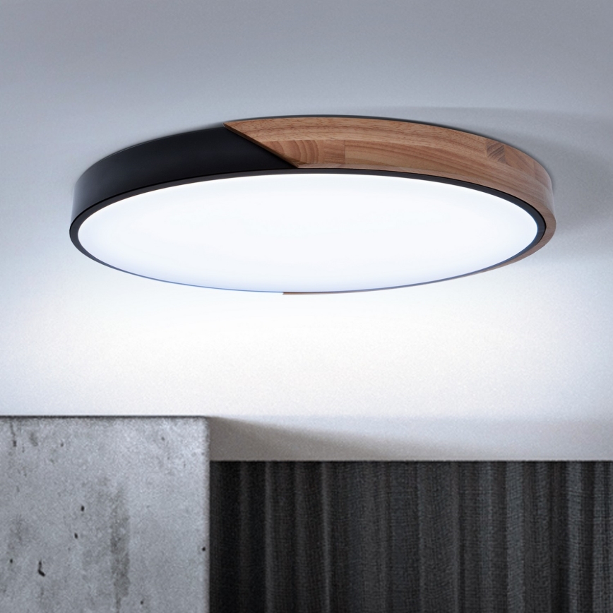 Brilagi - LED dimmelhető mennyezeti lámpa PILANA LED/60W/230V 3000-6500K tölgy/fekete átm. 60 cm + távirányító