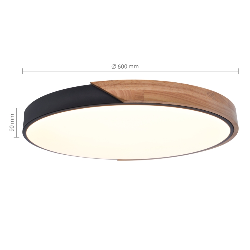 Brilagi - LED dimmelhető mennyezeti lámpa PILANA LED/60W/230V 3000-6500K tölgy/fekete átm. 60 cm + távirányító