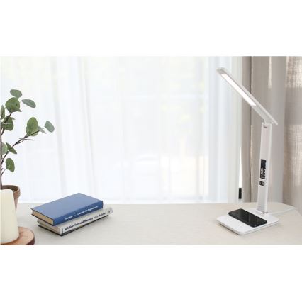 Brilagi - LED dimmelhető asztali lámpa QI vezeték nélküli töltéssel és USB-csatlakozóval REGINA LED/8,5W/230V fehér