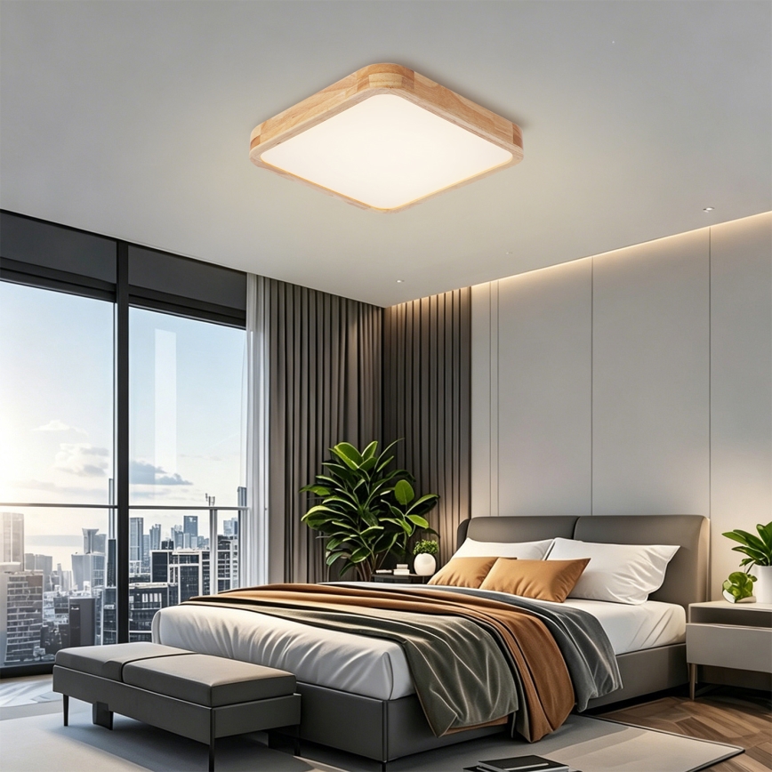 Brilagi - LED dimmelhető mennyezeti lámpatest WOODLINE SQUARE LED/48W/230V 3000-6000K tölgy 40x40 cm + távirányító