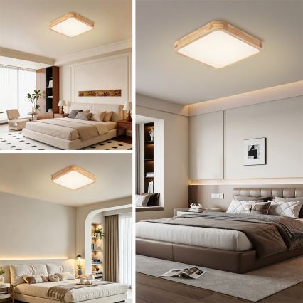 Brilagi - LED dimmelhető mennyezeti lámpatest WOODLINE SQUARE LED/48W/230V 3000-6000K tölgy 40x40 cm + távirányító