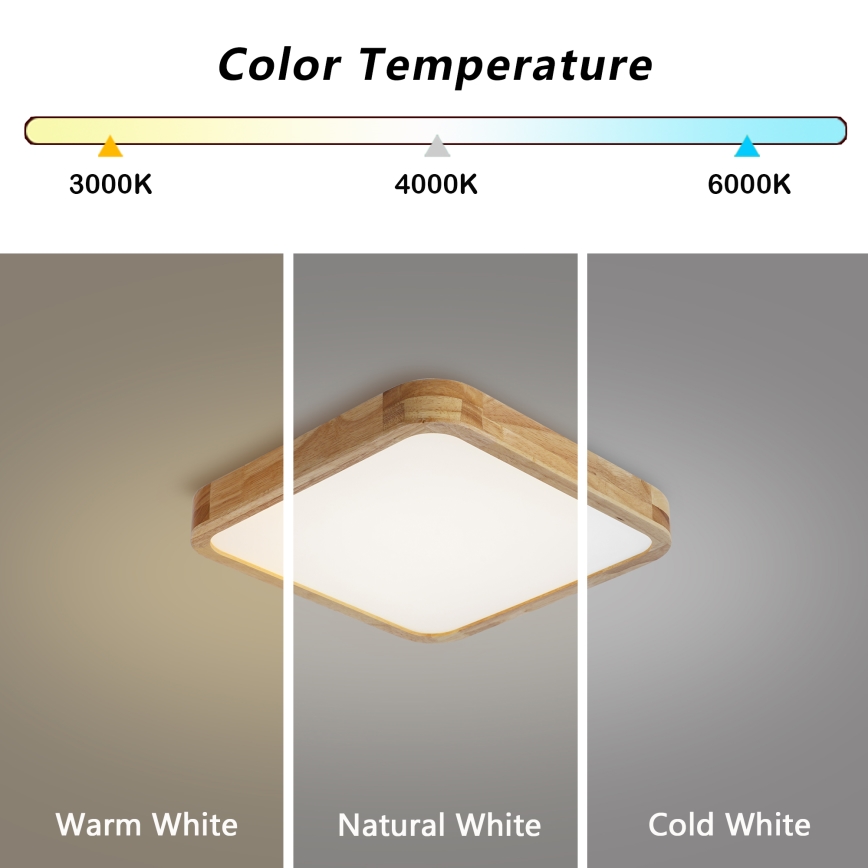 Brilagi - LED dimmelhető mennyezeti lámpatest WOODLINE SQUARE LED/48W/230V 3000-6000K tölgy 40x40 cm + távirányító