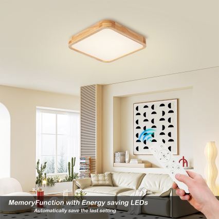 Brilagi - LED dimmelhető mennyezeti lámpatest WOODLINE SQUARE LED/48W/230V 3000-6000K tölgy 40x40 cm + távirányító