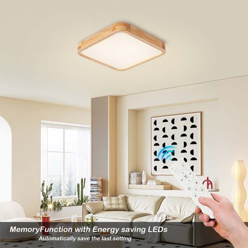 Brilagi - LED dimmelhető mennyezeti lámpatest WOODLINE SQUARE LED/48W/230V 3000-6000K tölgy 40x40 cm + távirányító