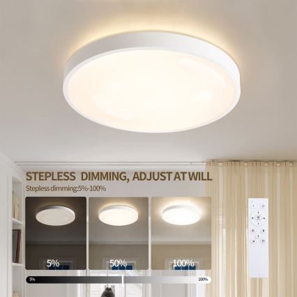 Brilagi - LED dimmelhető mennyezeti lámpa GLASS POOL DOUBLE LED/48W/230V 3000-6000K 40 cm fehér + távirányító