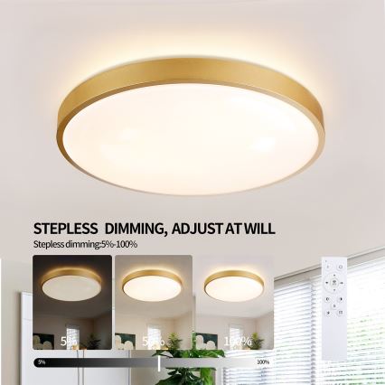Brilagi - LED fényerőszabályozható mennyezeti lámpatest GLASS POOL DOUBLE LED/60W/230V 3000-6000K 50 cm aranyszínű + távirányító
