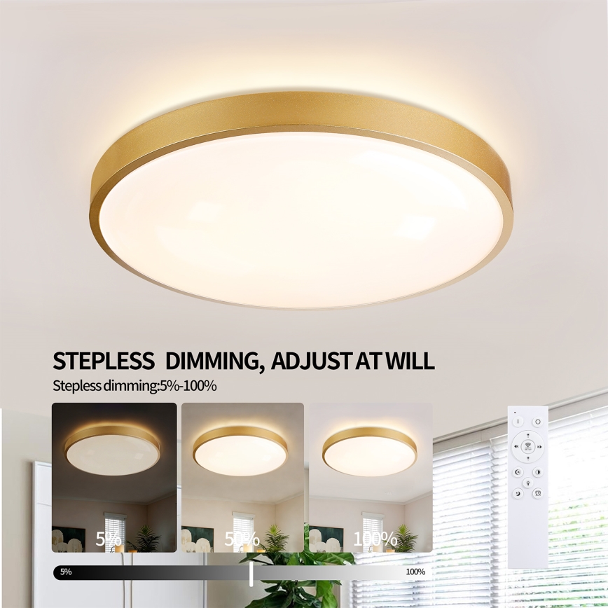 Brilagi - LED fényerőszabályozható mennyezeti lámpatest GLASS POOL DOUBLE LED/60W/230V 3000-6000K 50 cm aranyszínű + távirányító