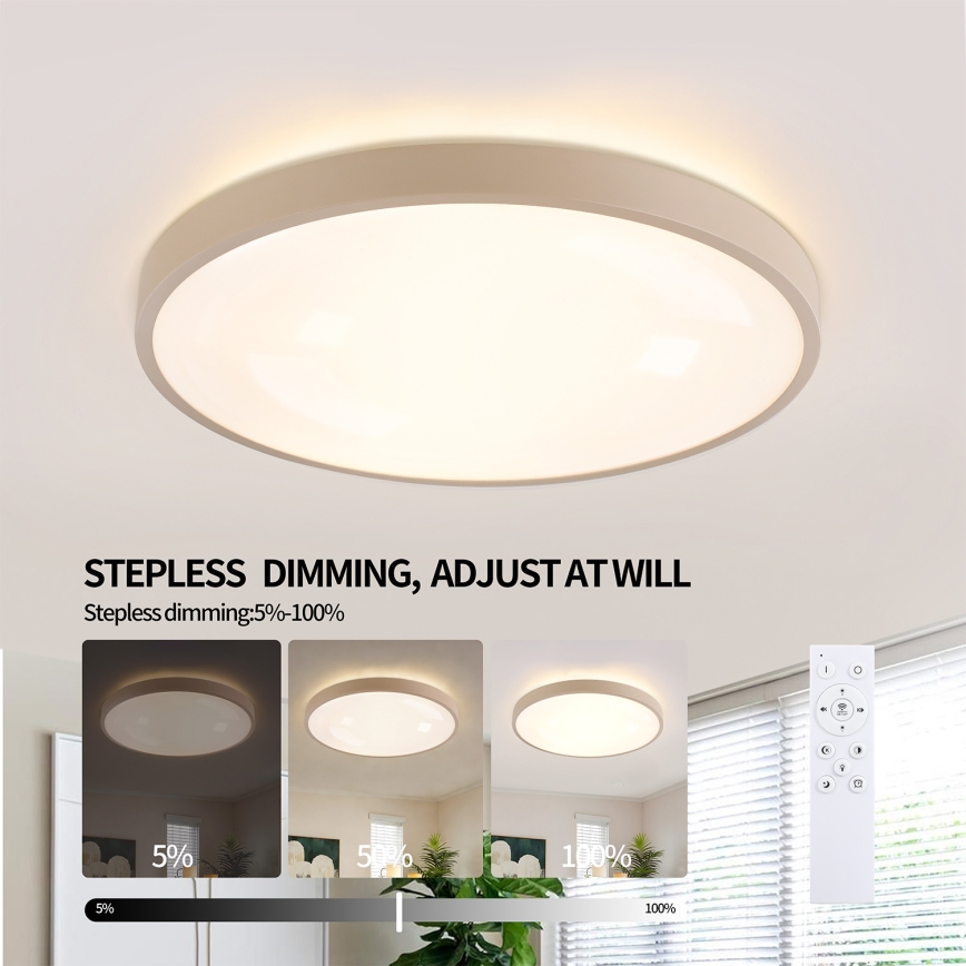 Brilagi - LED Dimmelhető mennyezeti lámpatest GLASS POOL DOUBLE LED/60W/230V 3000-6000K 50 cm bézs + távirányító