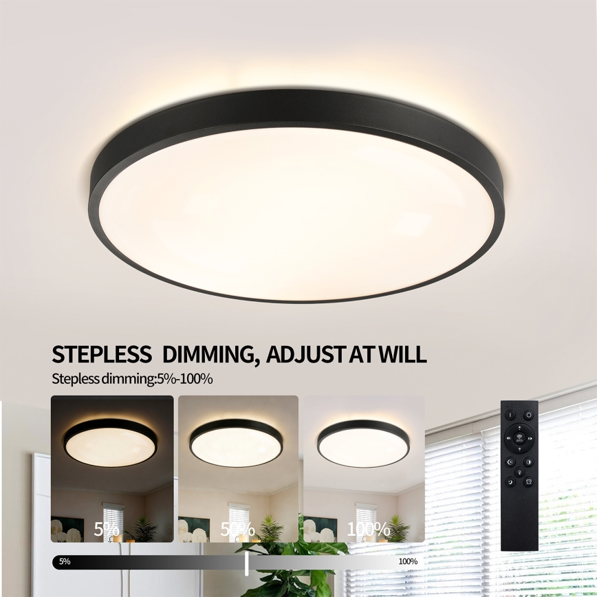 Brilagi - LED dimmelhető mennyezeti lámpatest GLASS POOL DOUBLE LED/60W/230V 3000-6000K 50 cm fekete + távirányító