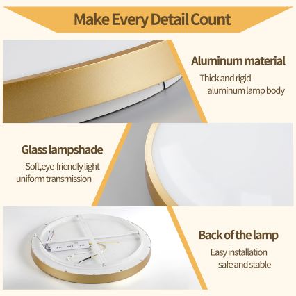 Brilagi - LED dimmelhető mennyezeti lámpa GLASS POOL DOUBLE LED/80W/230V 3000-6000K 60 cm aranyszínű + távirányító