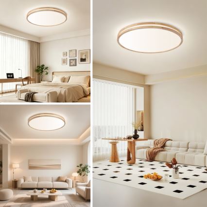 Brilagi - LED dimmelhető mennyezeti lámpa MOLINA LED/100W/230V 3000-6000K tölgy átm. 80 cm + távirányító