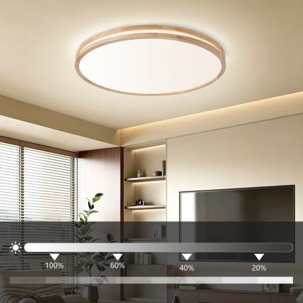Brilagi - LED dimmelhető mennyezeti lámpa MOLINA LED/100W/230V 3000-6000K tölgy átm. 80 cm + távirányító