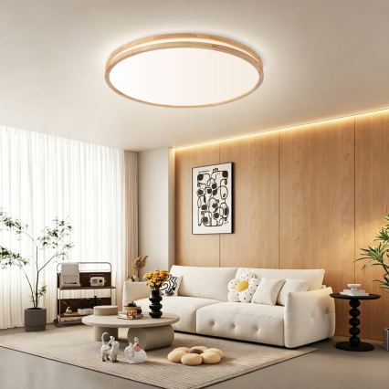 Brilagi - LED dimmelhető mennyezeti lámpa MOLINA LED/100W/230V 3000-6000K tölgy átm. 80 cm + távirányító