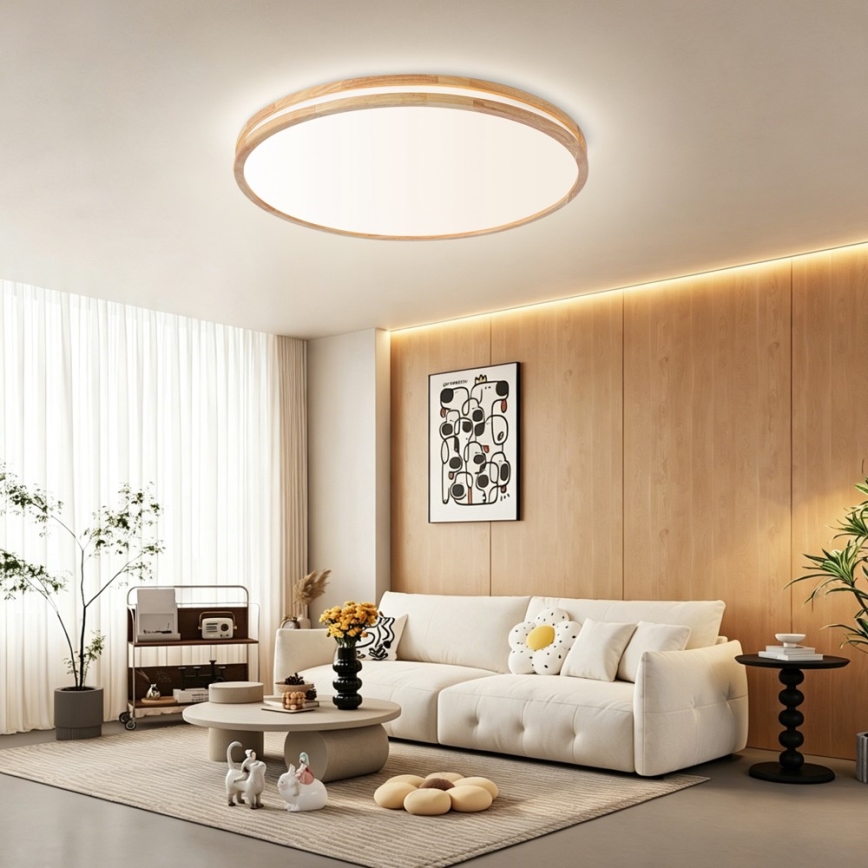Brilagi - LED dimmelhető mennyezeti lámpa MOLINA LED/100W/230V 3000-6000K tölgy átm. 80 cm + távirányító