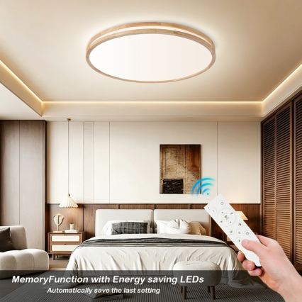 Brilagi - LED dimmelhető mennyezeti lámpa MOLINA LED/100W/230V 3000-6000K tölgy átm. 80 cm + távirányító