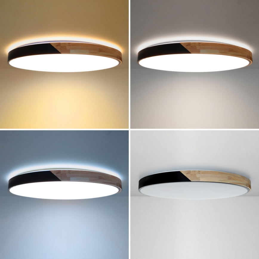 Brilagi - LED dimmelhető mennyezeti lámpatest PILANA LED/72W/230V 3000-6500K tölgy/fekete Ø 80 cm + távirányító