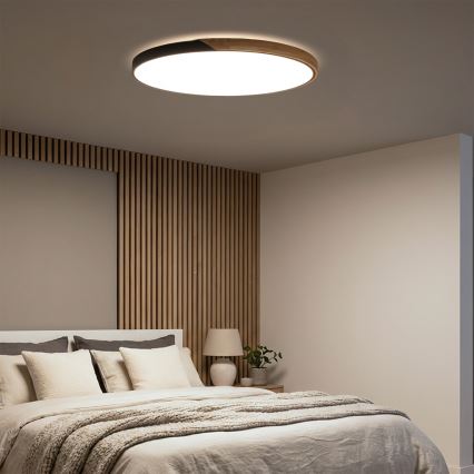 Brilagi - LED dimmelhető mennyezeti lámpatest PILANA LED/72W/230V 3000-6500K tölgy/fekete Ø 80 cm + távirányító