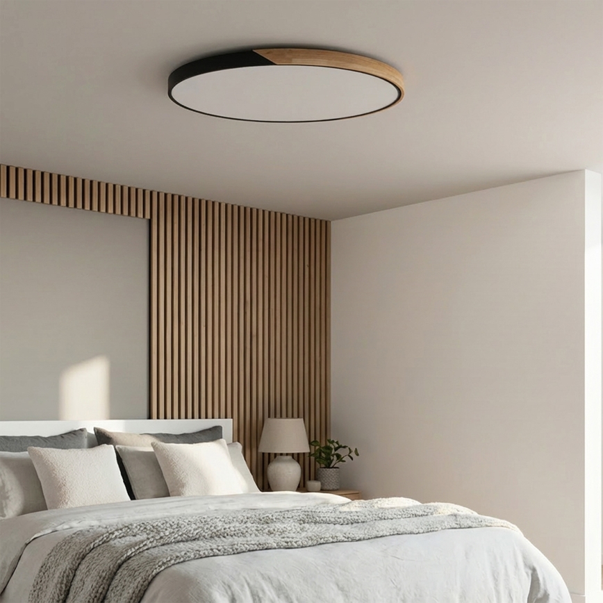 Brilagi - LED dimmelhető mennyezeti lámpatest PILANA LED/72W/230V 3000-6500K tölgy/fekete Ø 80 cm + távirányító