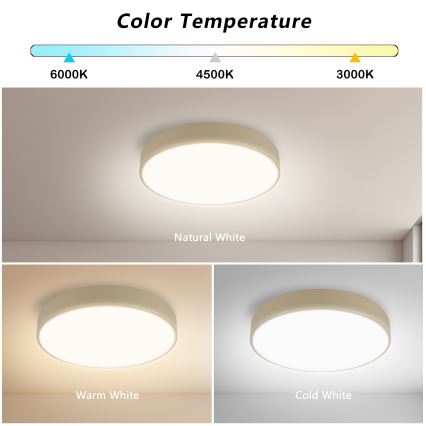 Brilagi - Dimmelhető LED mennyezeti lámpatest POOL LED/36W/230V 3000-6000K átm. 30 cm bézs + távirányítóval