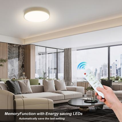 Brilagi - Dimmelhető LED mennyezeti lámpatest POOL LED/36W/230V 3000-6000K átm. 30 cm bézs + távirányítóval