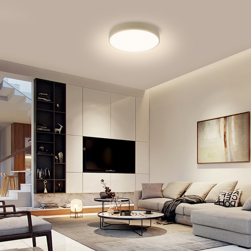 Brilagi - Dimmelhető LED mennyezeti lámpatest POOL LED/36W/230V 3000-6000K átm. 30 cm bézs + távirányítóval