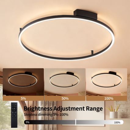 Brilagi - PORTOFINO dimmelhető LED mennyezeti lámpa LED/60W/230V 3000–6000K Ø 80 cm fekete + távirányító