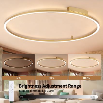 Brilagi - LED dimmelhető mennyezeti lámpa PORTOFINO LED/85W/230V 3000-6000K Ø 120 cm arany + távirányító