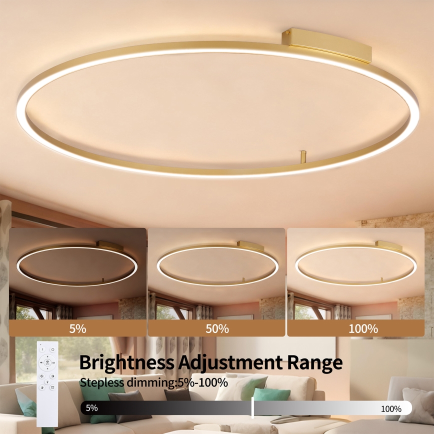 Brilagi - LED dimmelhető mennyezeti lámpa PORTOFINO LED/85W/230V 3000-6000K Ø 120 cm arany + távirányító