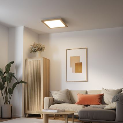 Brilagi - dimmelhető LED mennyezeti lámpa SLIMFRAME WOOD LED/36W/230V 49,5x49,5 cm 3000-6000K barna + távirányító