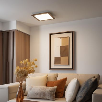 Brilagi - LED dimmelhető mennyezeti lámpatest SLIMFRAME WOOD LED/36W/230V 49,5x49,5 cm 3000-6000K barna + távirányító