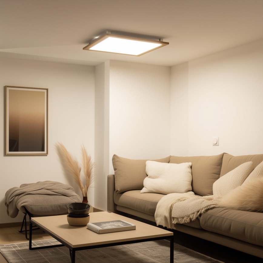 Brilagi - SLIMFRAME WOOD dimmelhető LED mennyezeti lámpatest LED/58W/230V 64x64 cm 3000-6000K barna + távirányító