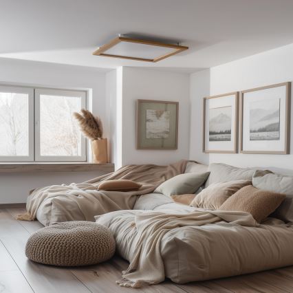 Brilagi - SLIMFRAME WOOD dimmelhető LED mennyezeti lámpatest LED/58W/230V 64x64 cm 3000-6000K barna + távirányító