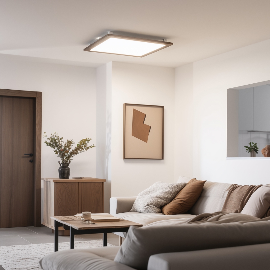 Brilagi - LED dimmelhető mennyezeti lámpa SLIMFRAME WOOD LED/58W/230V 64x64 cm 3000-6000K sötétbarna + távirányító