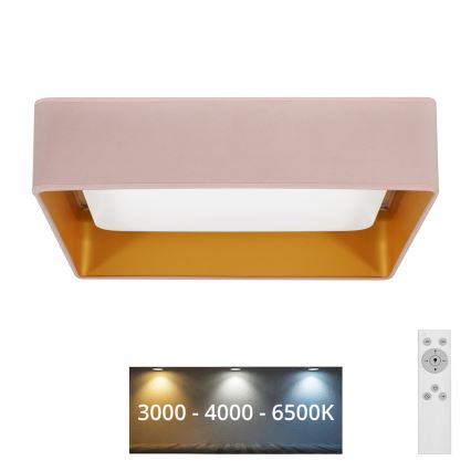 Brilagi - VELVET SQUARE LED dimmelhető mennyezeti lámpa/24W/230V 43x43 cm 3000/4000/6500K + távirányítóval rózsaszín