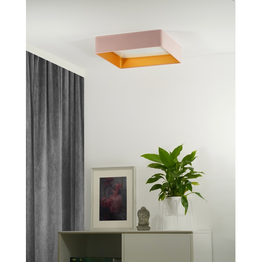 Brilagi - VELVET SQUARE LED dimmelhető mennyezeti lámpa/24W/230V 43x43 cm 3000/4000/6500K + távirányítóval rózsaszín