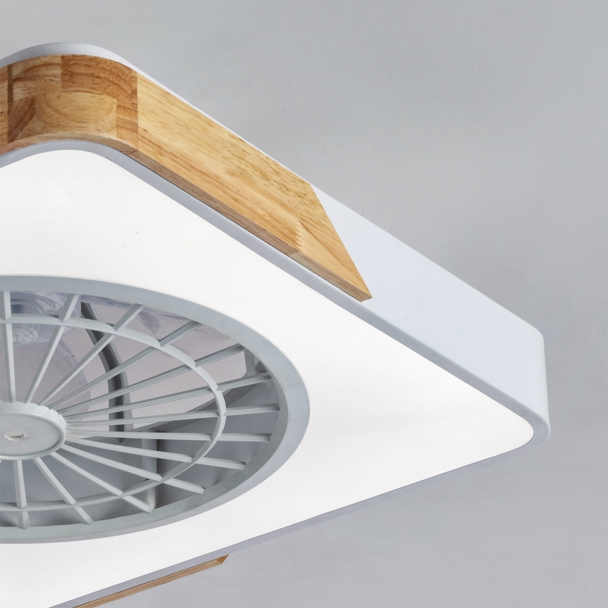 Brilagi - LED fényerőszabályozható mennyezeti lámpa ventilátorral LED/38W/230V 3000-6500K 50x50 cm fehér/tölgy + távirányító