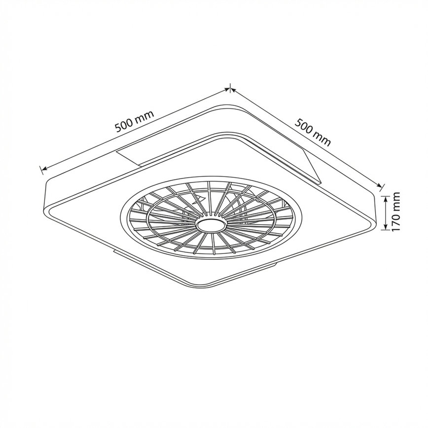 Brilagi - LED fényerőszabályozható mennyezeti lámpa ventilátorral LED/38W/230V 3000-6500K 50x50 cm fehér/tölgy + távirányító
