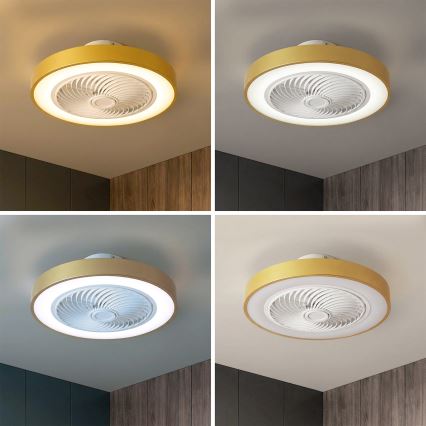 Brilagi - LED dimmelhető mennyezeti lámpa ventilátorral LED/38W/230V 3000-6500K átm. 50 cm arany + távirányító