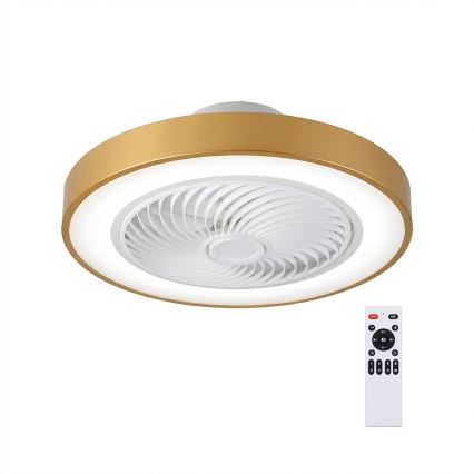 Brilagi - LED dimmelhető mennyezeti lámpa ventilátorral LED/38W/230V 3000-6500K átm. 50 cm arany + távirányító