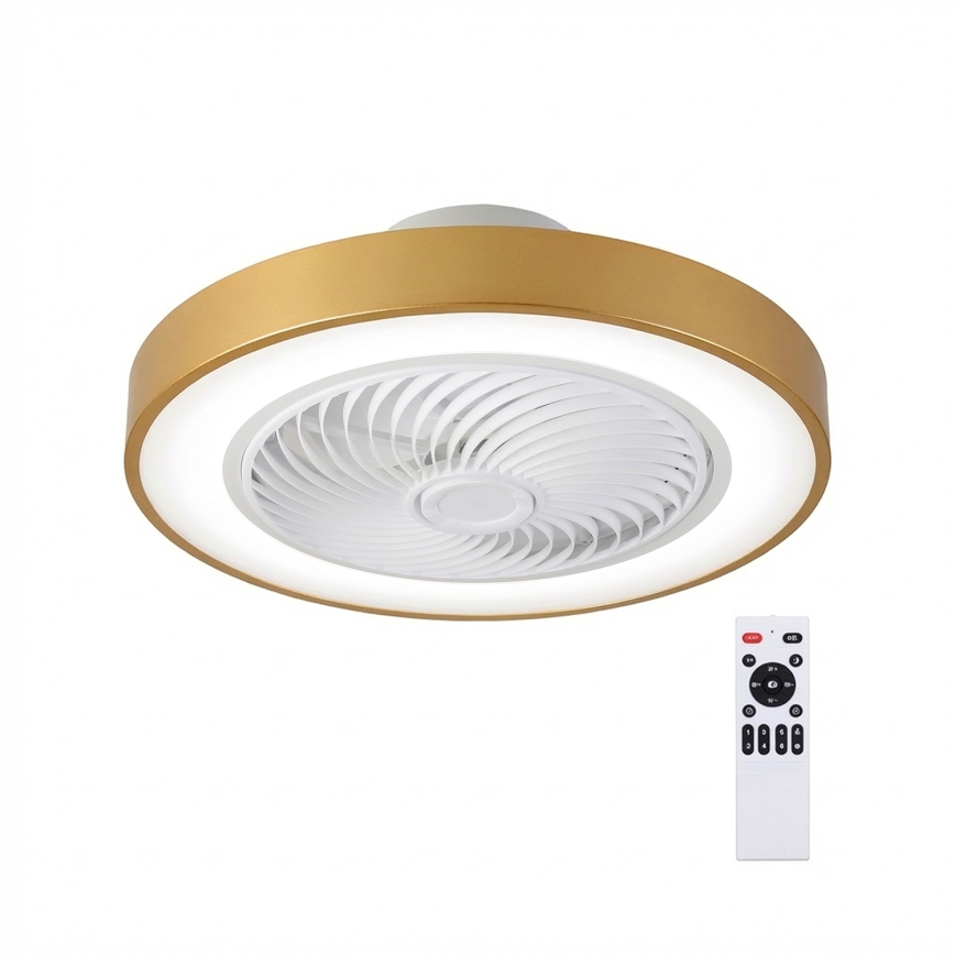 Brilagi - LED dimmelhető mennyezeti lámpa ventilátorral LED/38W/230V 3000-6500K átm. 50 cm arany + távirányító