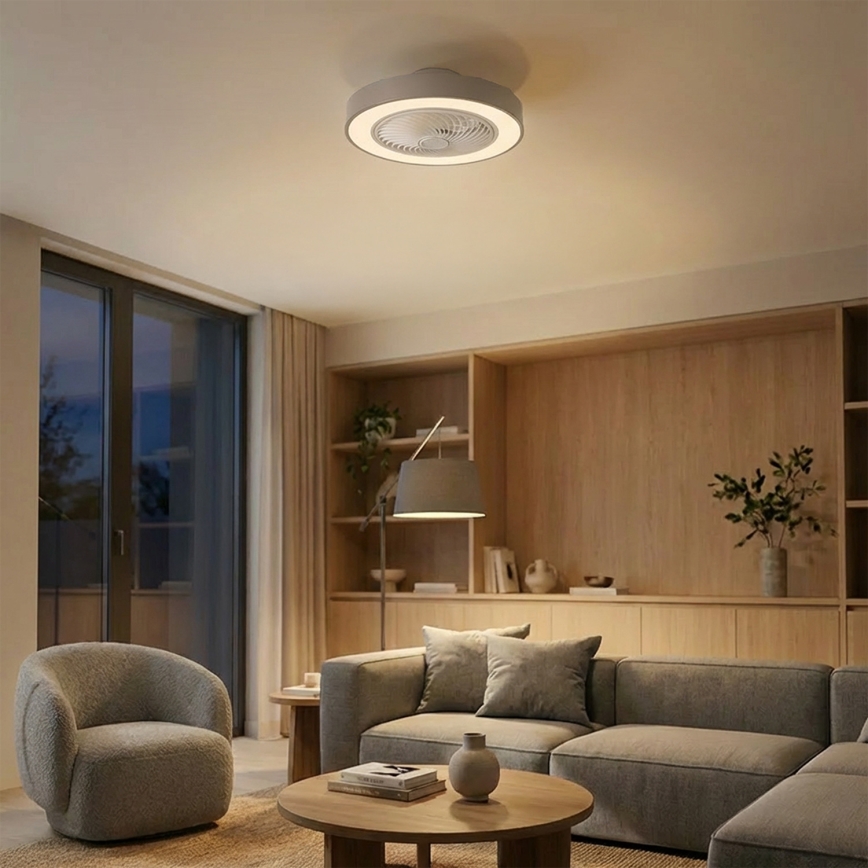 Brilagi - LED dimmelhető ventilátoros mennyezeti lámpa LED/38W/230V 3000-6500K 3000-6500K átm. 50 cm szürke + távirányító