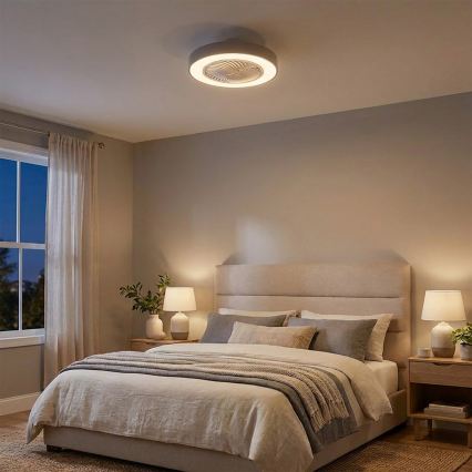 Brilagi - LED dimmelhető ventilátoros mennyezeti lámpa LED/38W/230V 3000-6500K 3000-6500K átm. 50 cm szürke + távirányító