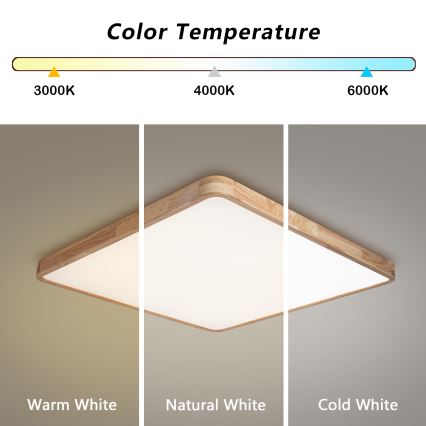 Brilagi - LED fényerőszabályozható mennyezeti lámpatest WOODLINE SQUARE LED/100W/230V 3000-6000K tölgy 80x80 cm + távirányító