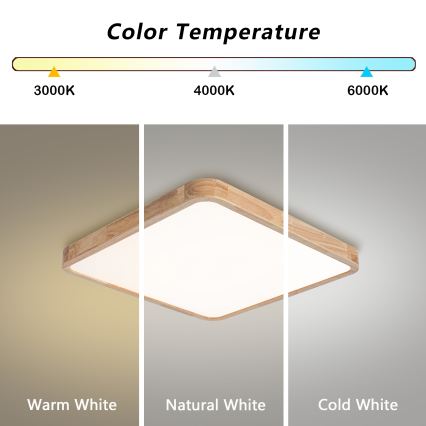 Brilagi - Dimmelhető LED mennyezeti lámpa WOODLINE SQUARE LED/80W/230V 3000-6000K tölgy 60x60 cm + távirányító