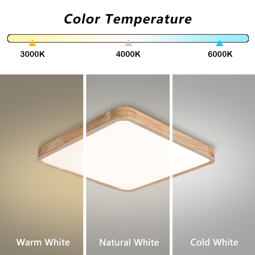 Brilagi - Dimmelhető LED mennyezeti lámpa WOODLINE SQUARE LED/80W/230V 3000-6000K tölgy 60x60 cm + távirányító