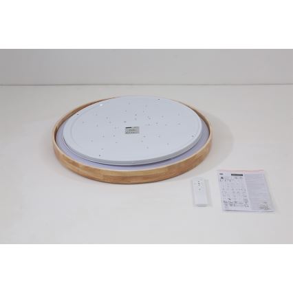 Brilagi - LED fényerőszabályozható mennyezeti lámpatest WOODROUND LED/40W/230V 3000-6000K átm. 60 cm fa CRI 90 + távirányítóval