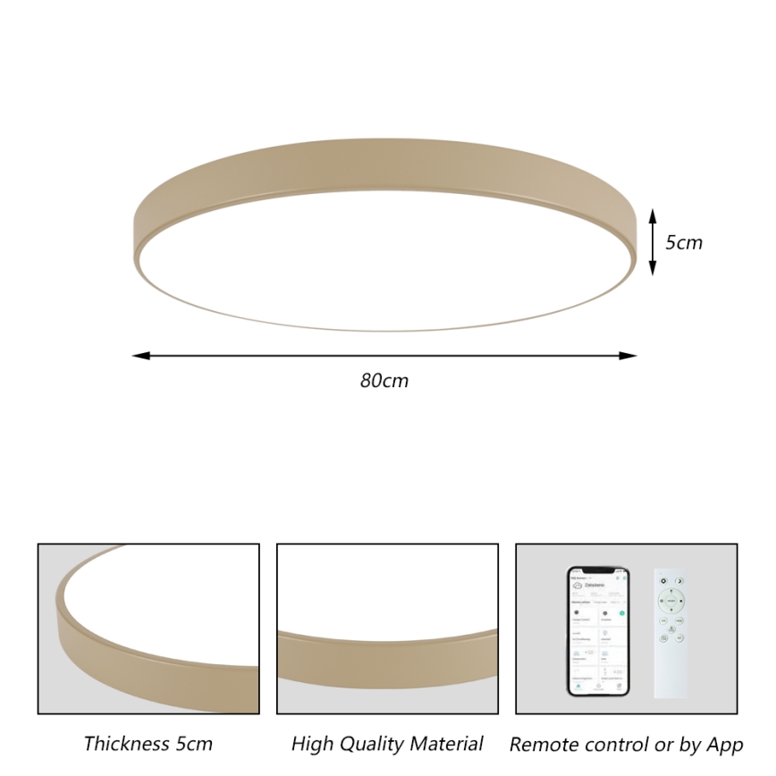 Brilagi - LED dimmelhető mennyezeti lámpa POOL SMART LED/100W/230V 3000-6000K 80 cm bézs Wi-Fi Tuya + távirányító