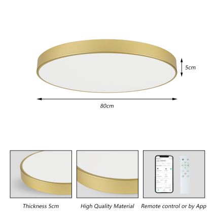 Brilagi - LED Dimmelhető mennyezeti lámpatest POOL SMART LED/100W/230V 3000-6000K 80 cm arany Wi-Fi Tuya + távirányító