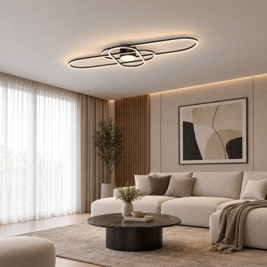 BRILAGI - LED dimmelhető mennyezeti lámpatest APOLLO LED/58W/230V 3000-6500K 43,2x101,2 cm fekete + távirányító
