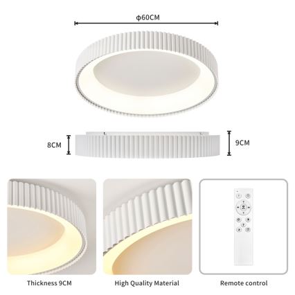 Brilagi - Fényerőszabályozható LED mennyezeti lámpa FALCON MODERN LED/54W/230V 3000-6000K 60 cm fehér + távirányító